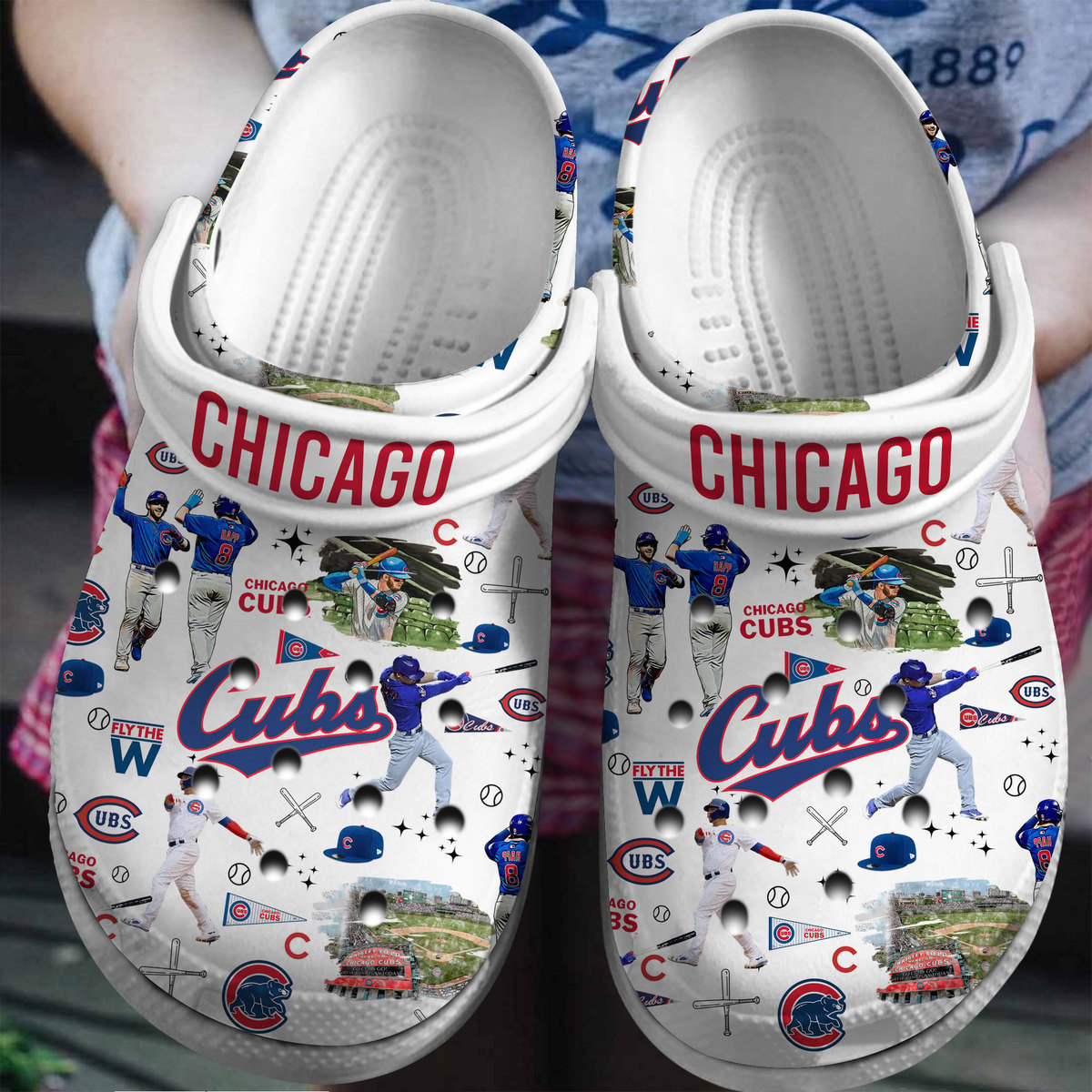 Chicago Cubs Logo Baseball MLB Cheer Mascot White Sander White Crocss Classic Clogs Shoes Ver340