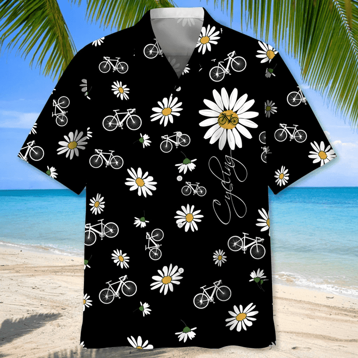 Cycling Daisy Hawaiian Shirt For Men And Women, Funny Cycling Shirt, Cycling Shirt, Cyclist Shirt, Bicycle Gift, Biking Gift, Bike Gift