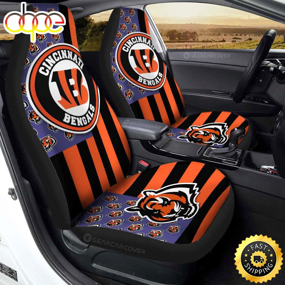 Cincinnati Bengals Customized Car Seat Cover Set Us Flag CSC2537