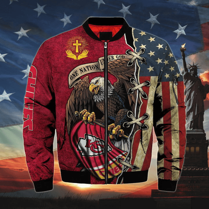 One Nation Under God Kansas City Chiefs Unisex Bomber Jackets