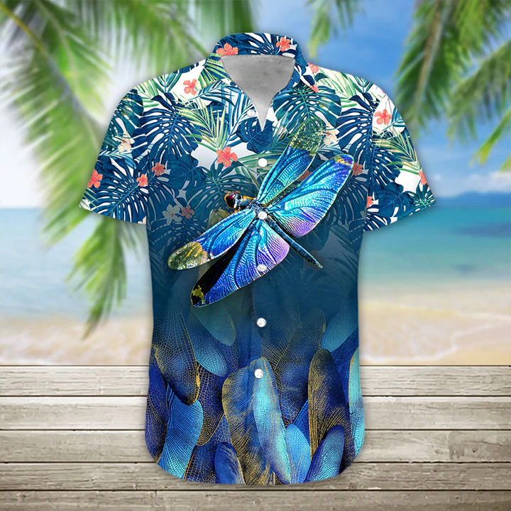 3D Summer Dragonfly Hawaii Shirt, Hawaiian Shirt For Men, Women