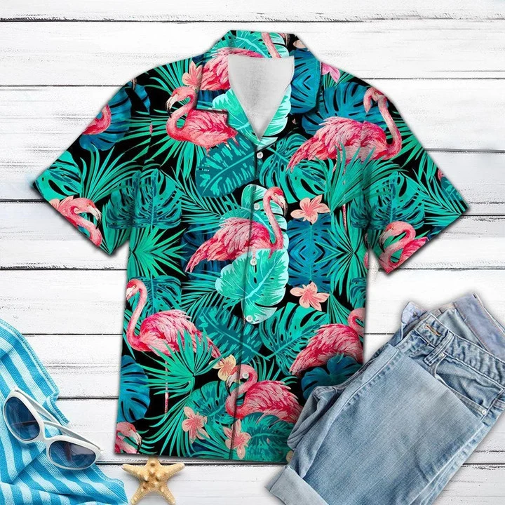 Flamingo Animal Species Tropical Jungle Design Hawaiian Shirt