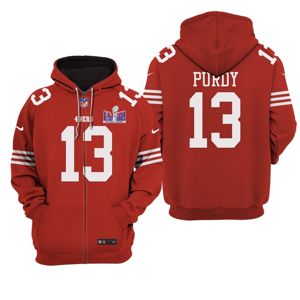 Brock Purdy #13 Super Bowl Patch Red Hoodie – All Stitched