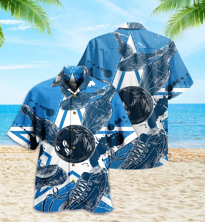 Bowling Blue Hawaiian Shirt 3D For Men And Women