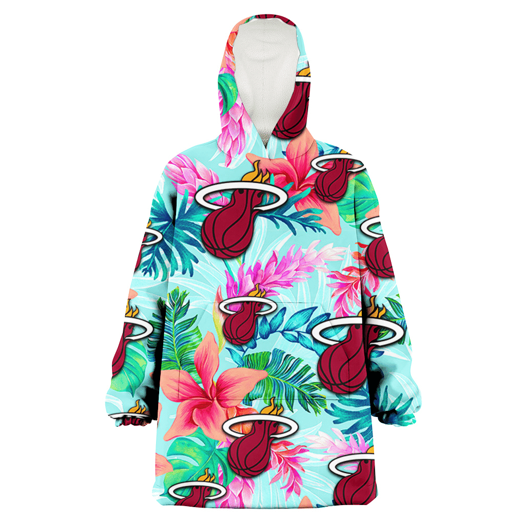 Miami Heat Coral Porcelain Flower Violet Orchid Light Blue Background 3D Printed Hoodie Blanket Snug Hoodie