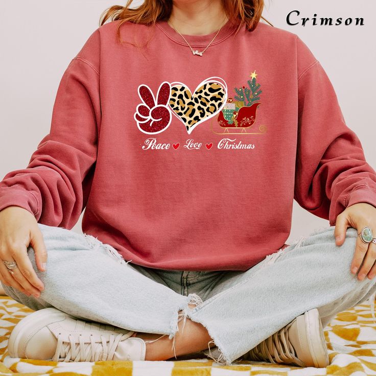 Peace Love Christmas Sweatshirt, Chr …