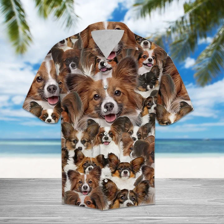 Awesome Papillon Animal Face Collection Hawaiian Shirt