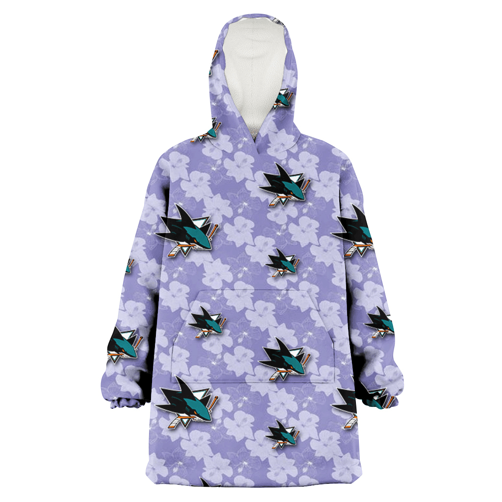 San Jose Sharks Light Purple Hibiscus Pattern Stripe Powder Purple 3D Printed Hoodie Blanket Snug Hoodie