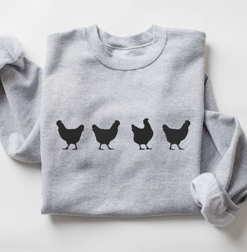 Embroidered Chicken Sweatshirt, Chicken Mom Crewneck, Backyard Chickens, Chicken Dad, Chicken Gifts, Chicken Lover Shirt