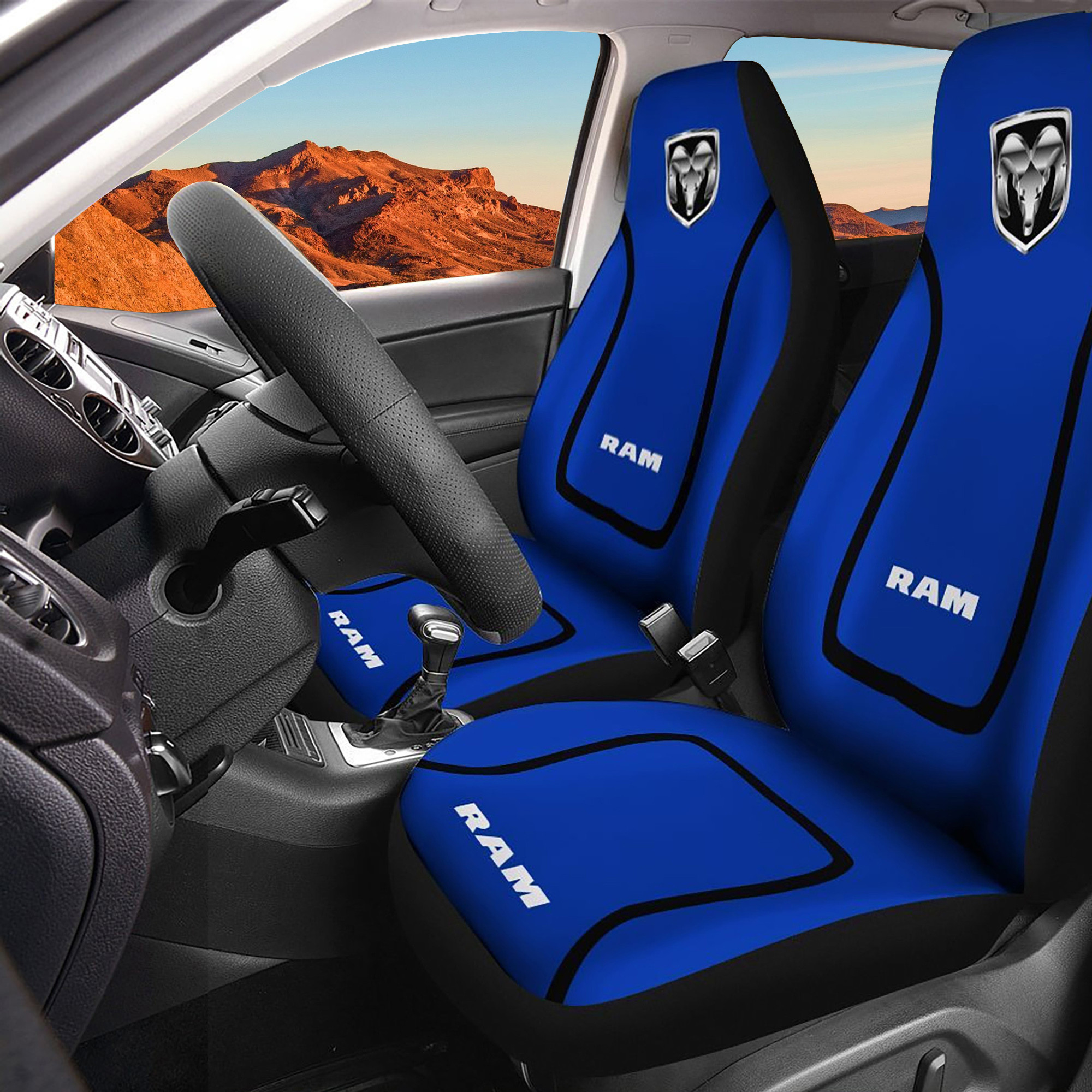 Dodge Ram Logo Car Seat Cover Set CSC6573