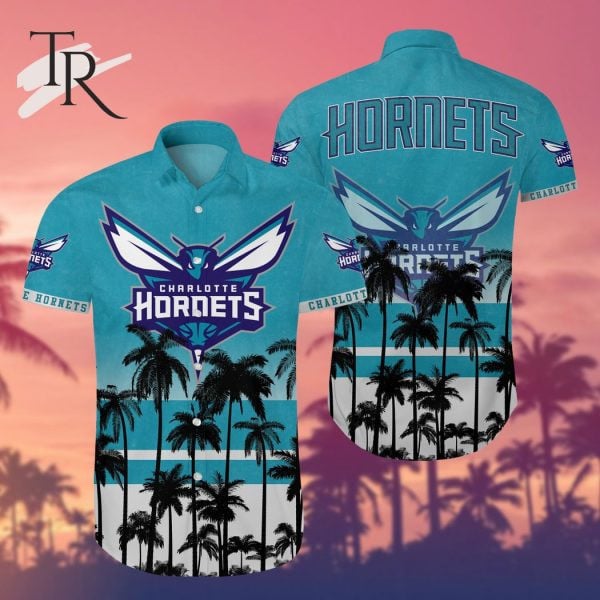 Nba Charlotte Hornets Tropical Palm Trees Pattern Team Logo 3D Hawaiian Shirt
