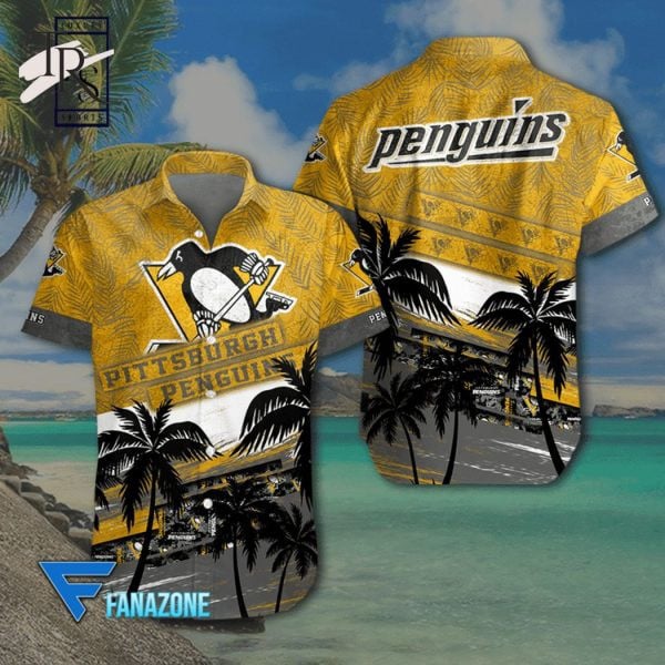 Nhl Pittsburgh Penguins Coconut Tree Beach Aloha 3D Hawaiian Shirt