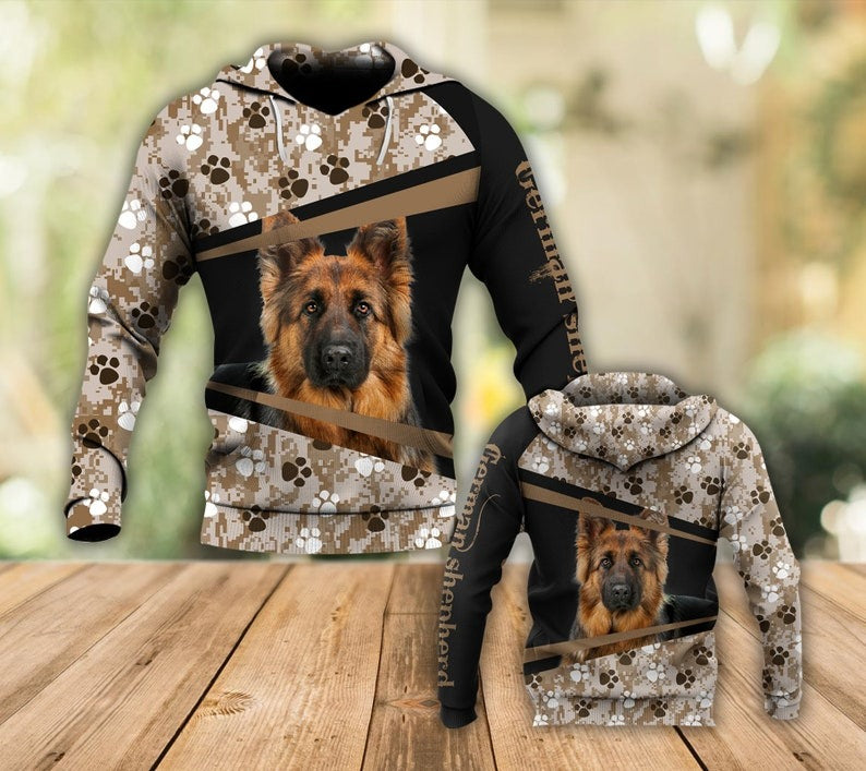 Personalized Dog Christmas Gift, German Shepherd 3D Hoodie Shirt, Dog Christmas Shirt, Dog Halloween Shirt