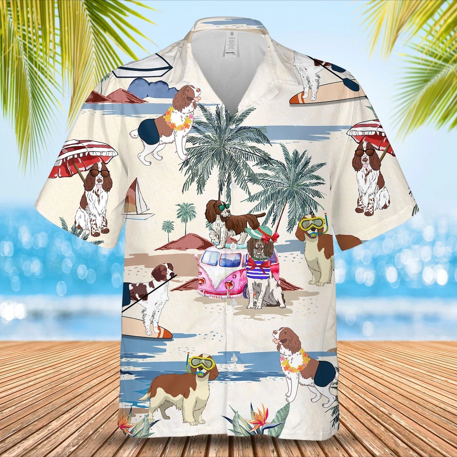 Welsh Springer Spaniel Summer Beach Hawaiian Shirt, Cool Aloha Beach Shirt For Summer