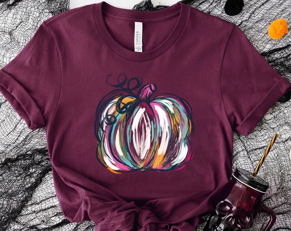 Watercolor Pumpkin T-Shirt - Cute Fall & Halloween Tee