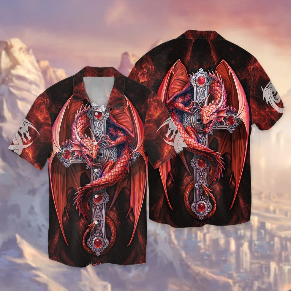 Red Dragon 3D Full Print 3D Hawaiian Shirt, Dragon Hawaii Shirts