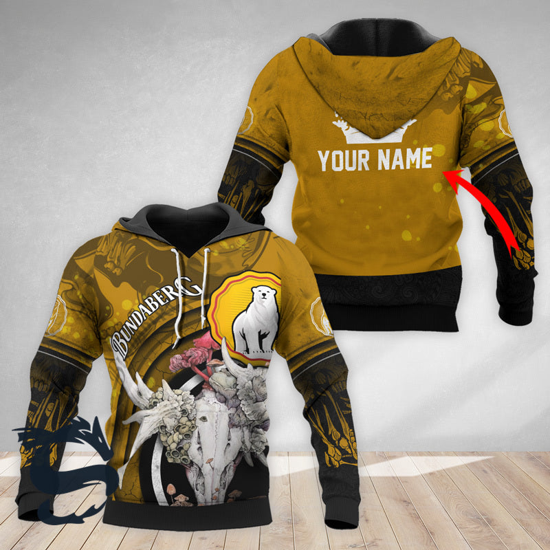 Personalized Bundaberg Deer Skull With Mushrooms Hoodie & Zip Hoodie