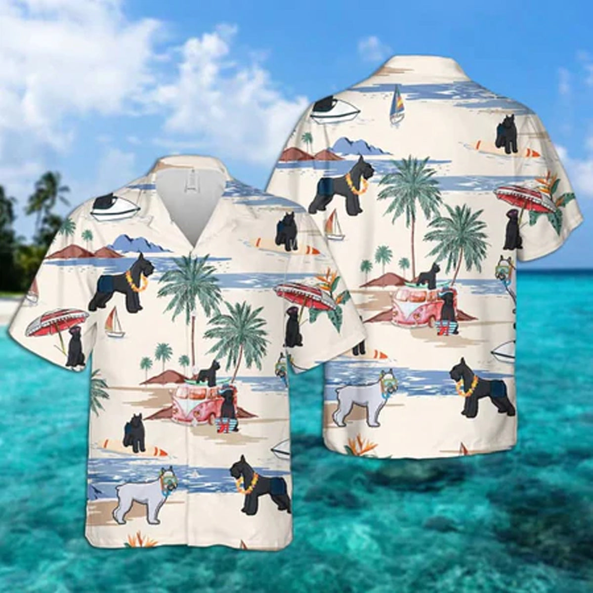 Giant Schnauzer Summer Beach Hawaiian Shirt, Hawaiian Shirts For Men Short Sleeve Aloha Beach Shirt