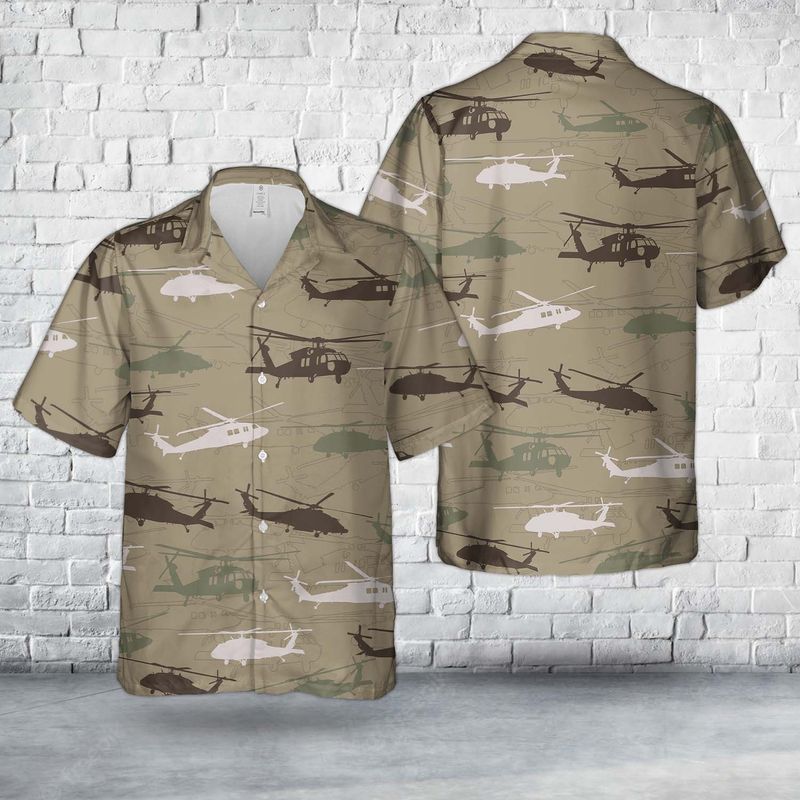 Us Army Sikorsky Uh-60 Black Hawk Silhouette Hawaiian Shirt