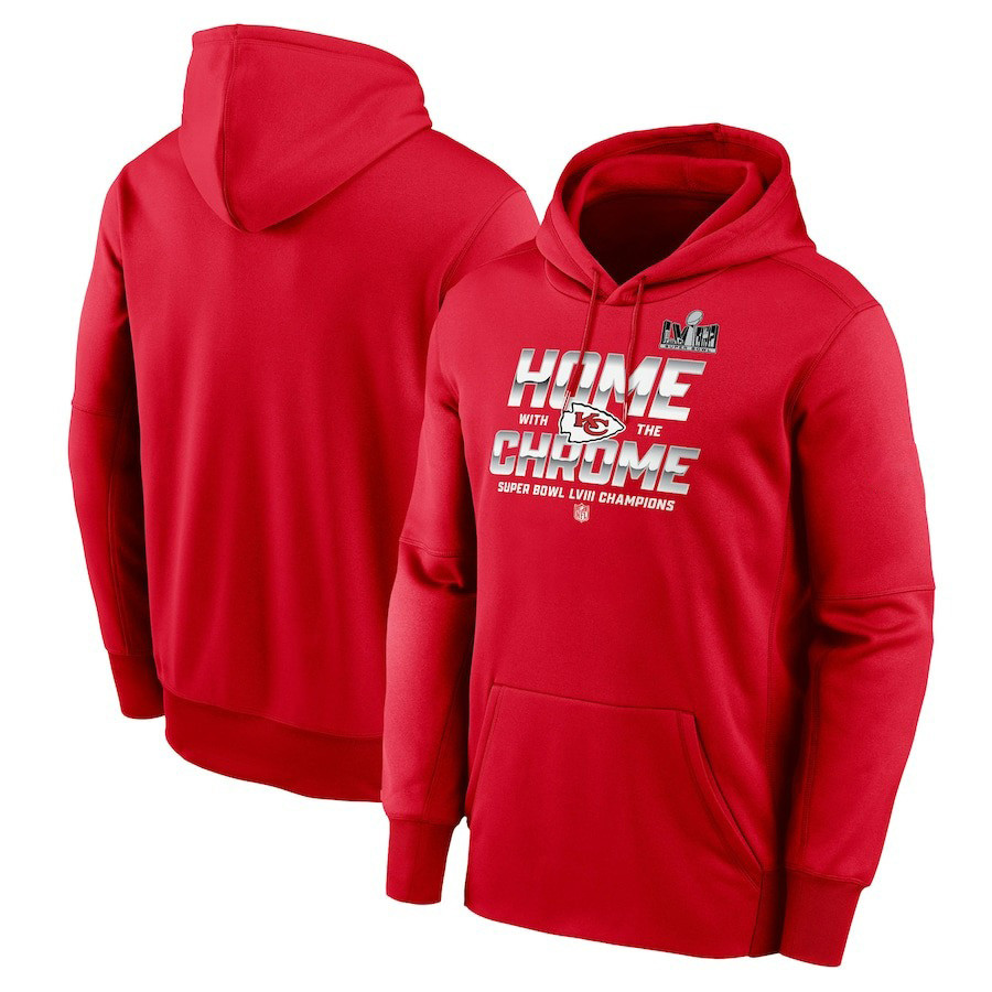 Kansas City Chiefs NFL Super Bowl LVIII Champions Home With The Chrome Red Print 2D Hoodie