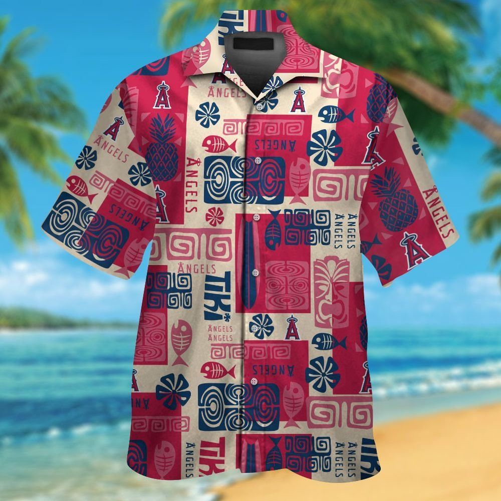 Los Angeles Angels Short Sleeve Button Up Tropical Hawaiian Shirt Ver05