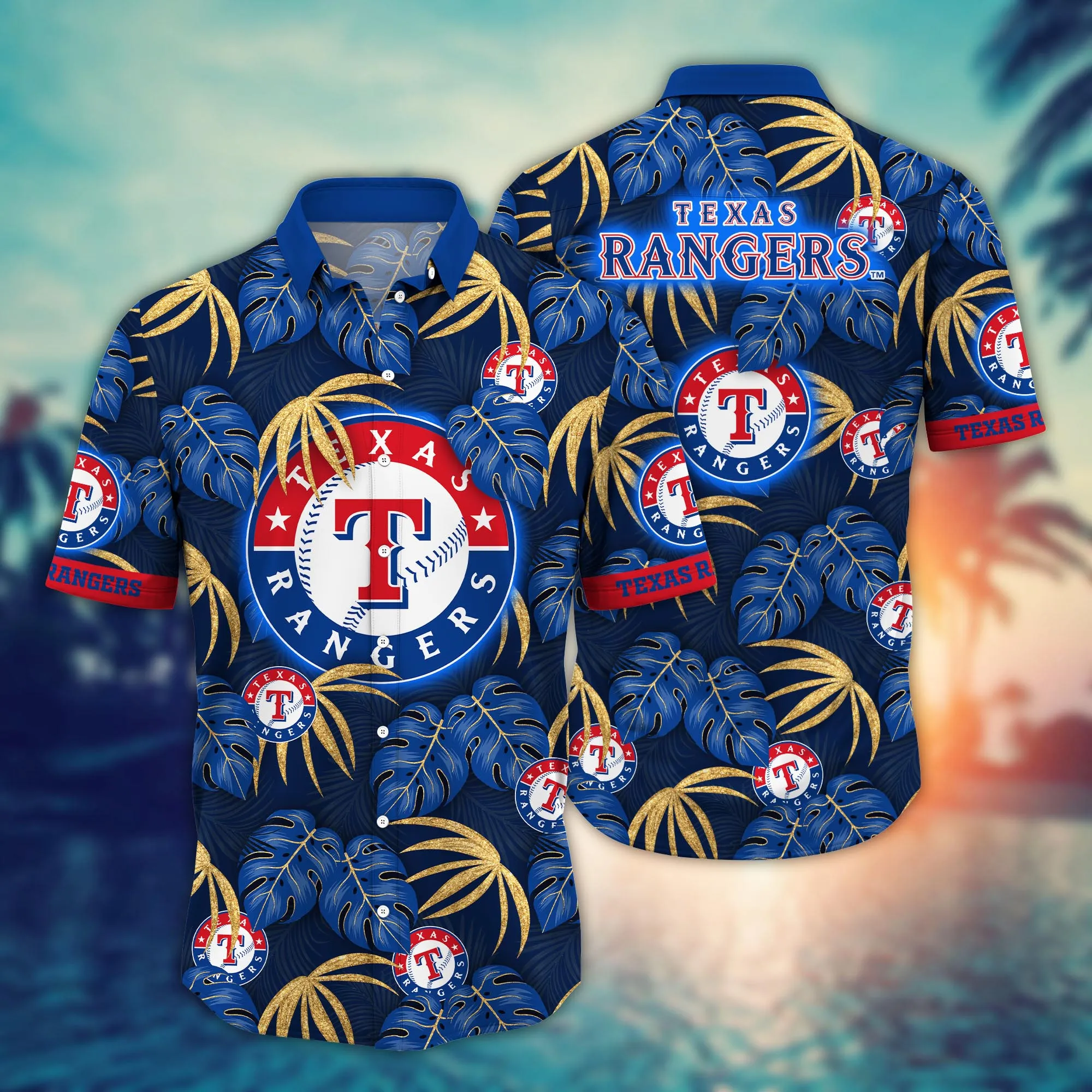 Texas Rangers Mlb Hawaiian Shirt Sundrenched Aloha Shirt