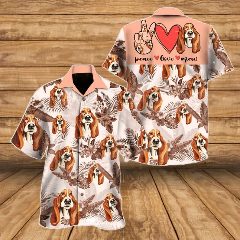 Basset Hound Dog Beach Summer Hawaiian Shirt, Basset Hound Shirt, Basset Hound Beach Shirt