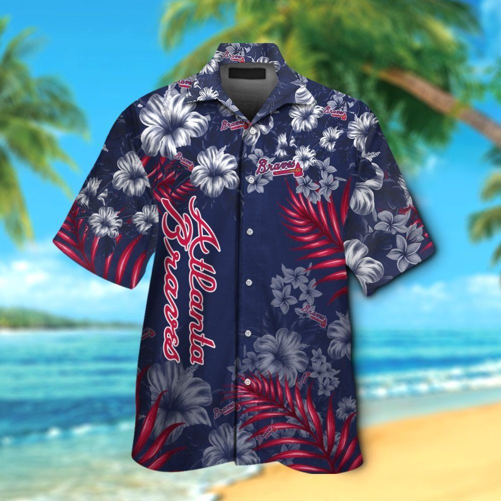 Hawaiian Short Sleeve Atlanta Braves Shirt Button Up Tropical