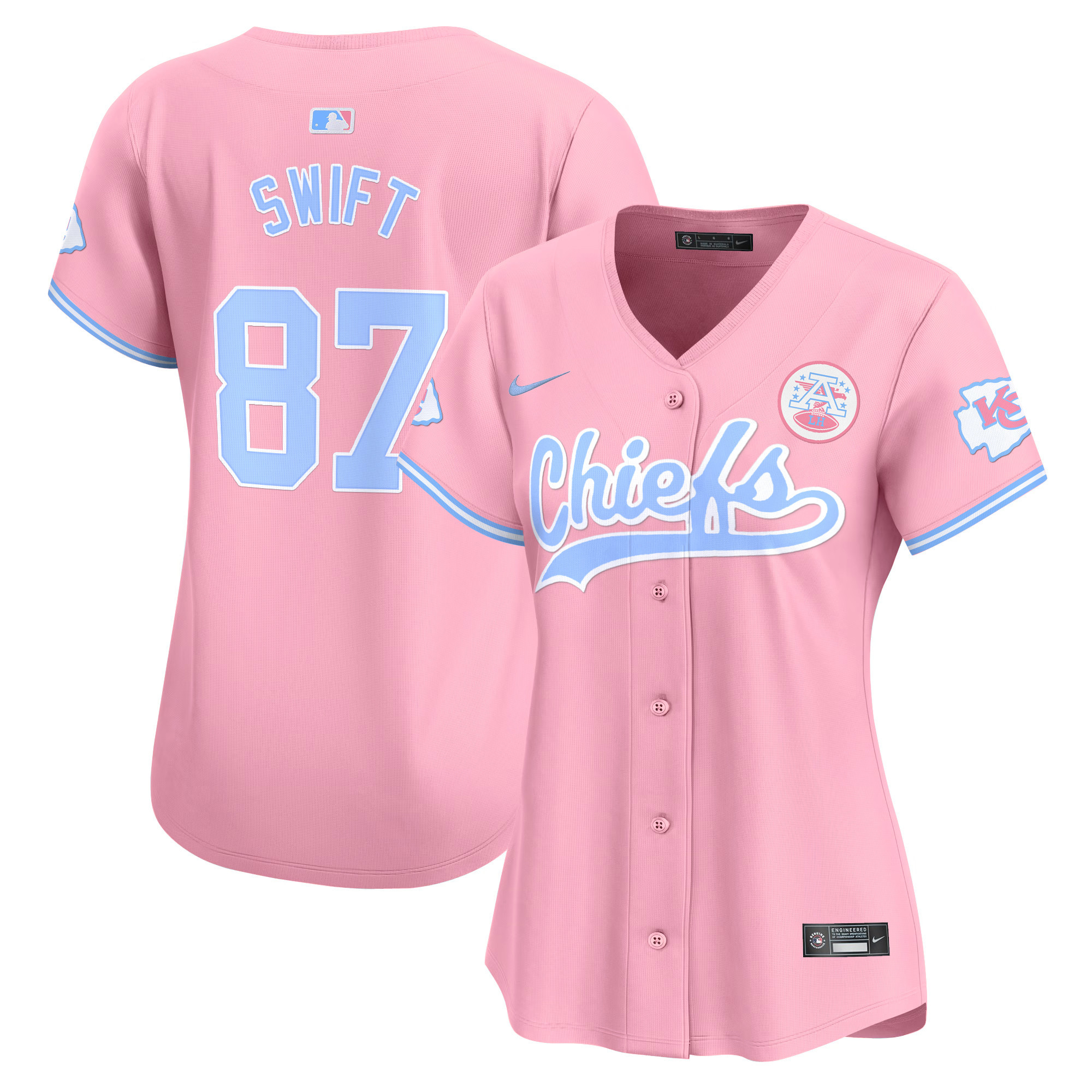 Women’S Chiefs Bubblegum Pink Vapor Premier Limited Jersey – All Stitched