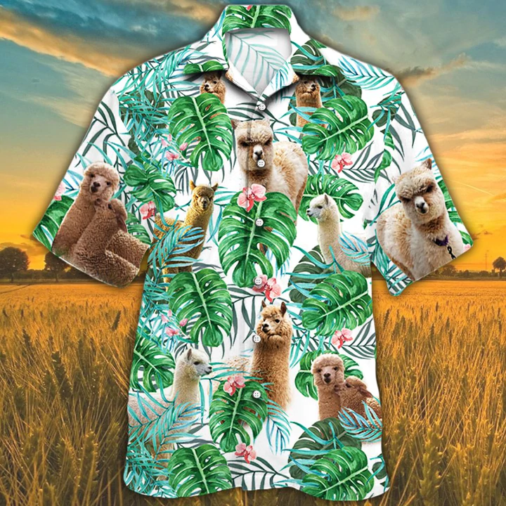 Alpaca Lovers Tropical Plant Hawaiian Shirt, Alpaca Hawaiian Shirt, Hawaiian Shirts For Men, Women