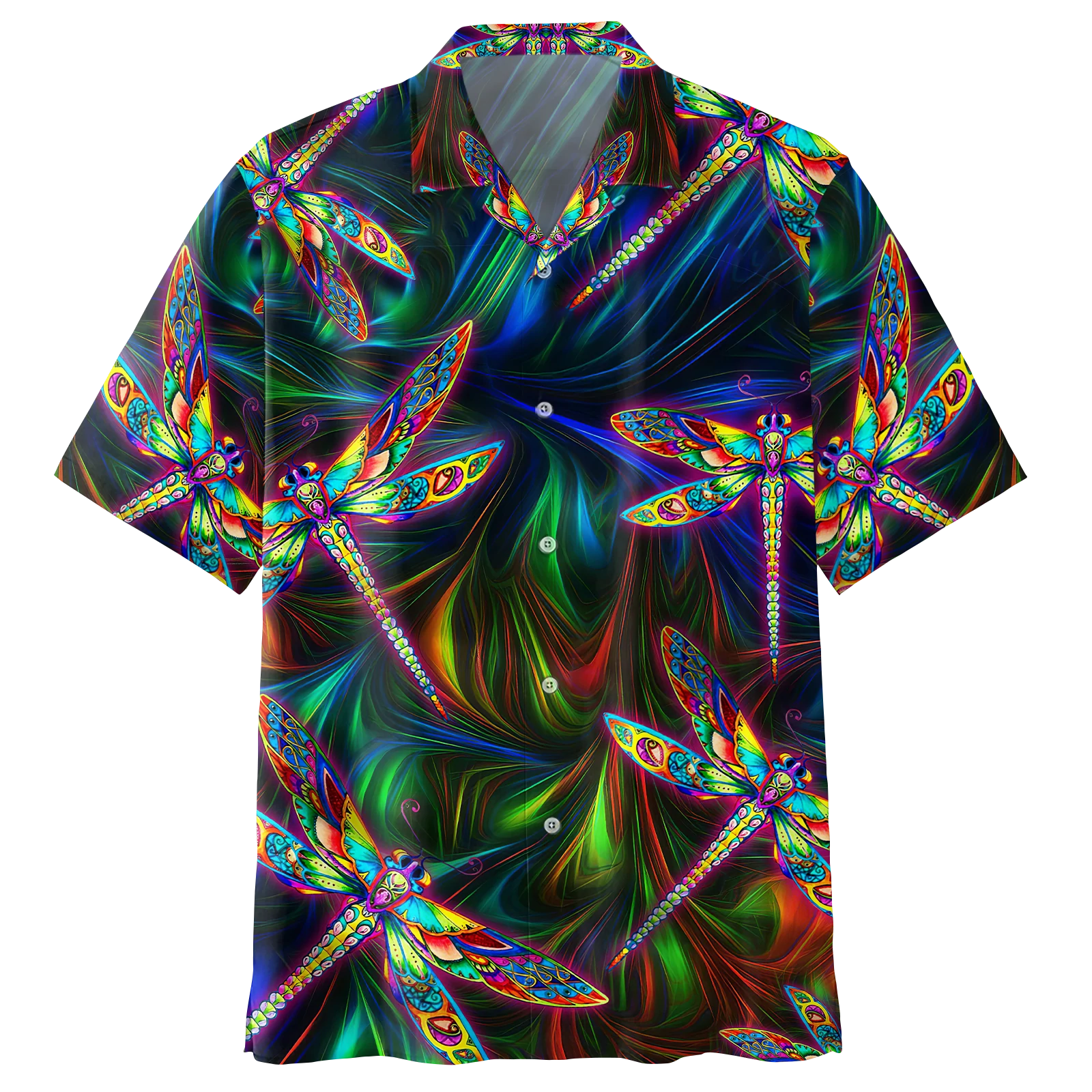 Trippy Colorful Dragonfly Psychedelic Hippie Hawaiian Shirt