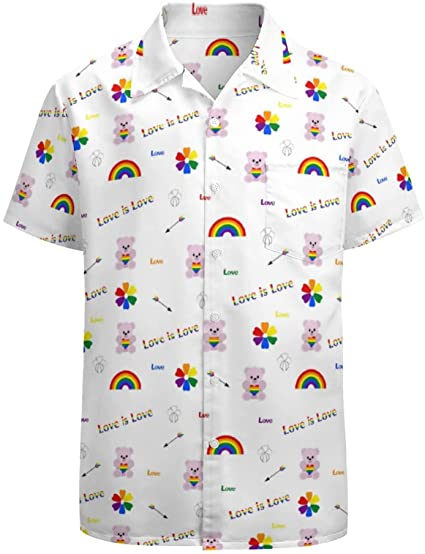 Love Is Love Hawaii T Shirt For Gay Men, Gift To Couple Gaymer, Rainbow Pride Hawaiian Shirts