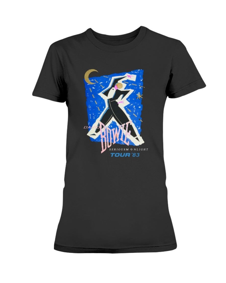 1983 David Bowie Vintage Shirt   Serious Moonlight Tour Ladies T Shirt 090421