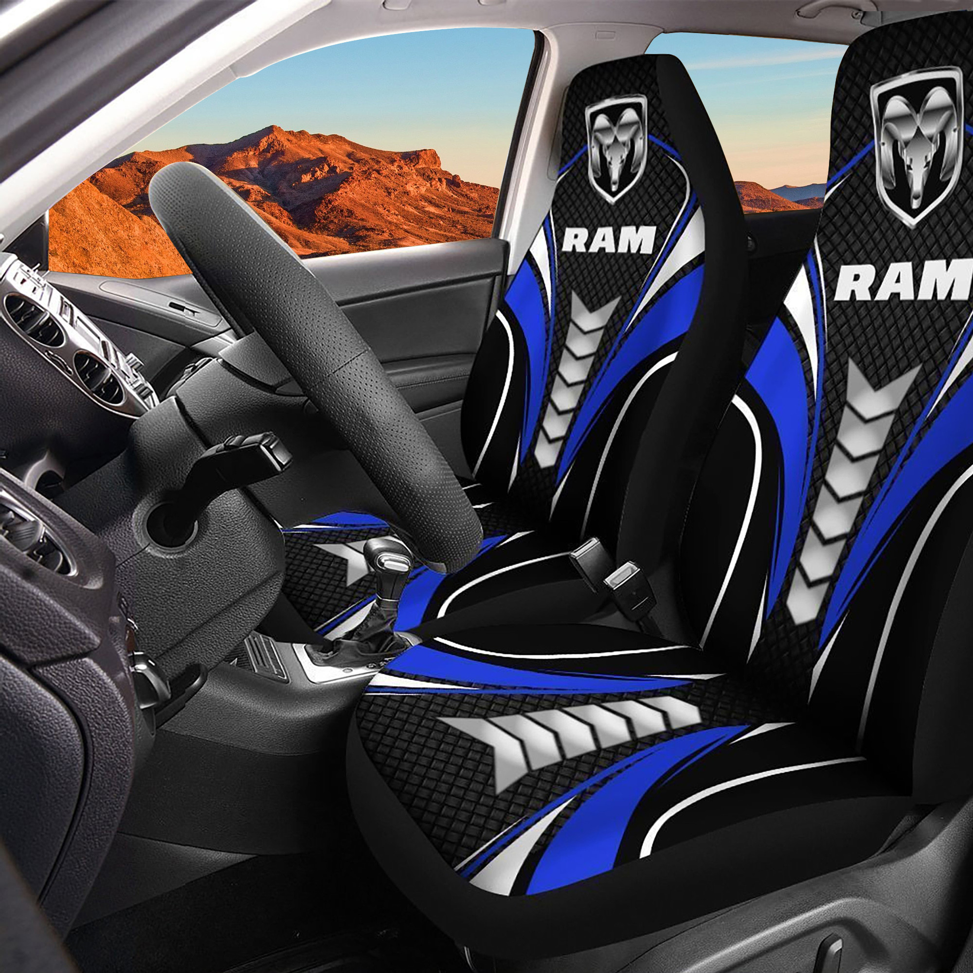 Dodge Ram Logo Car Seat Cover Set CSC4645