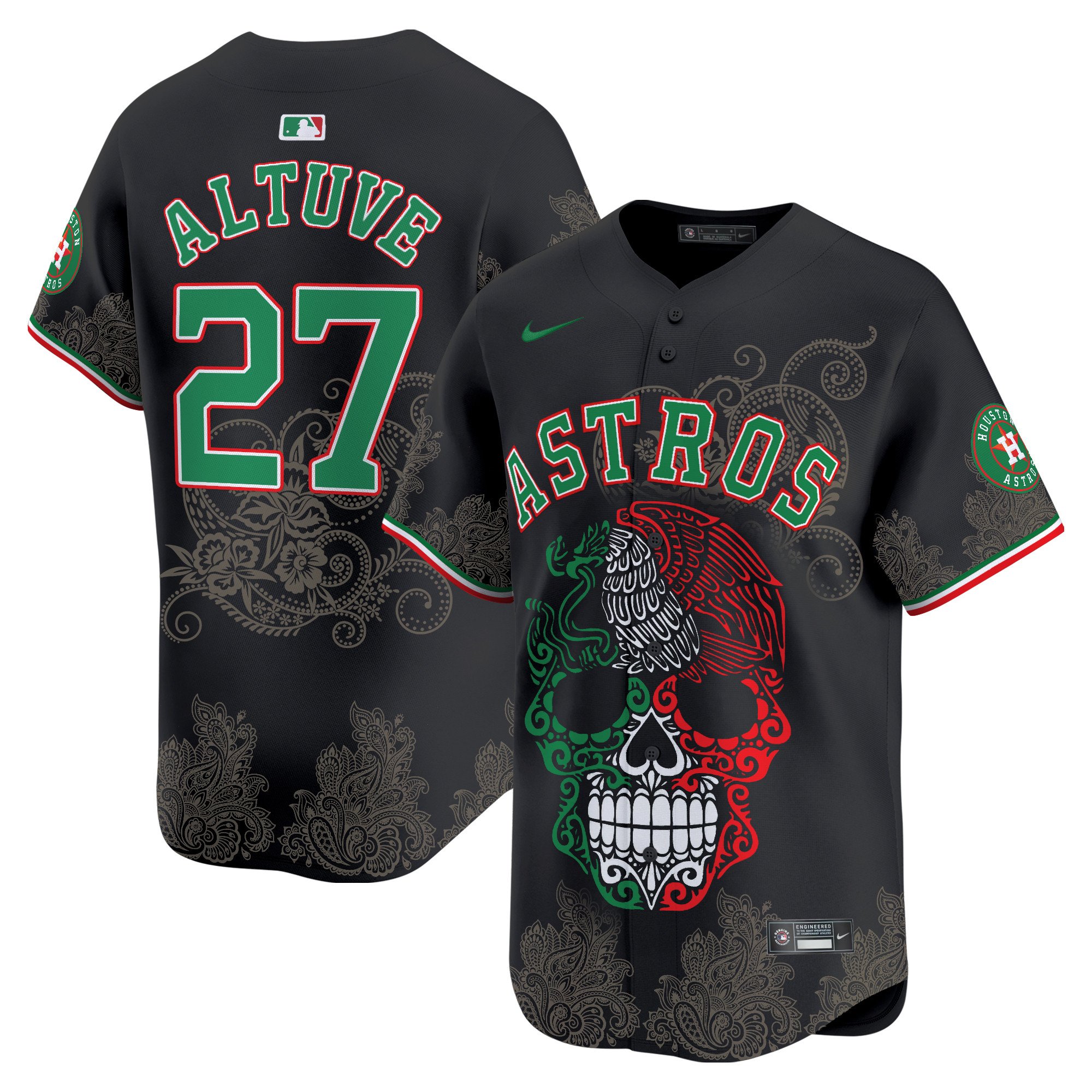 Men’S Astros Aztec Warrior Skull Vapor Limited Jersey – Printed