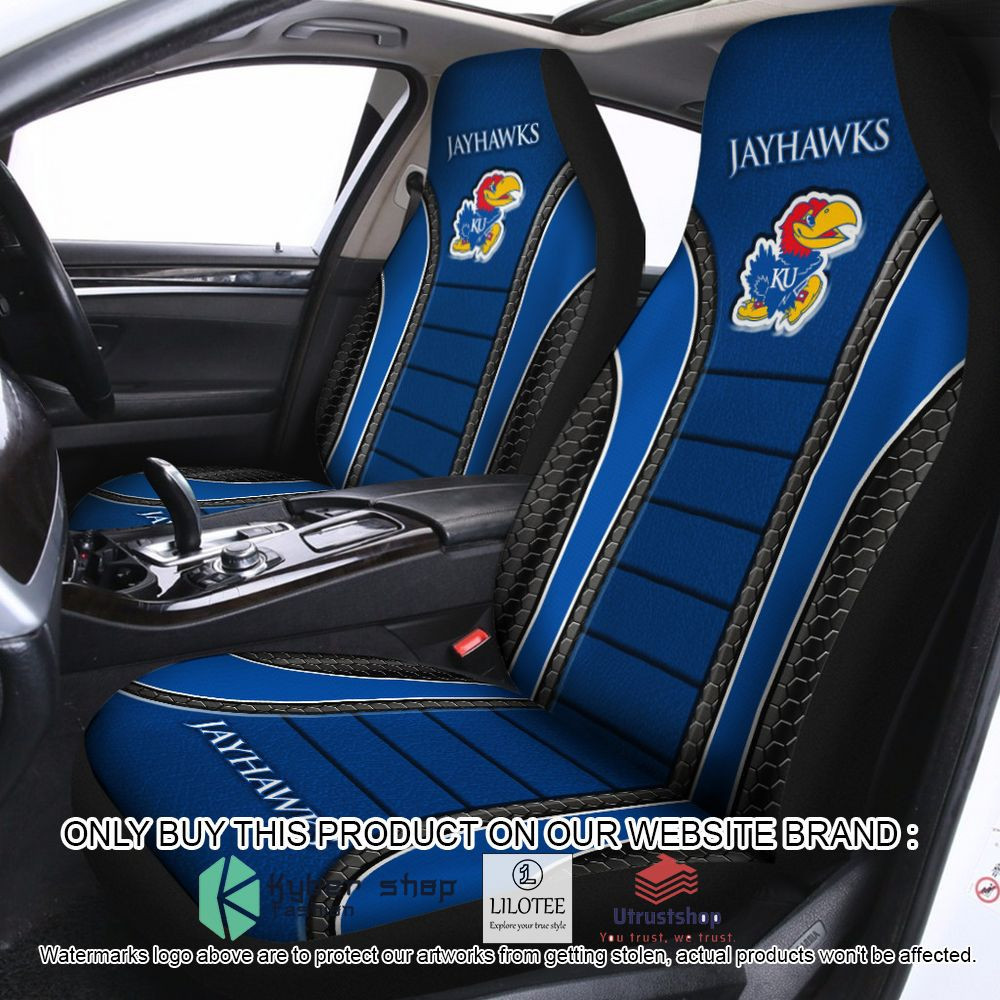 Kansas Jayhawks Blue Black Car Seat Cover Set CSC7675