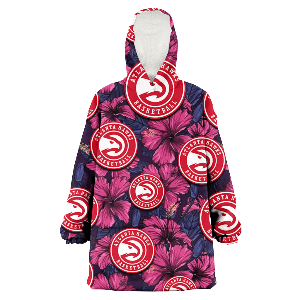 Atlanta Hawks Violet Red Blue Leaf Black Background 3D Printed Hoodie Blanket Snug Hoodie