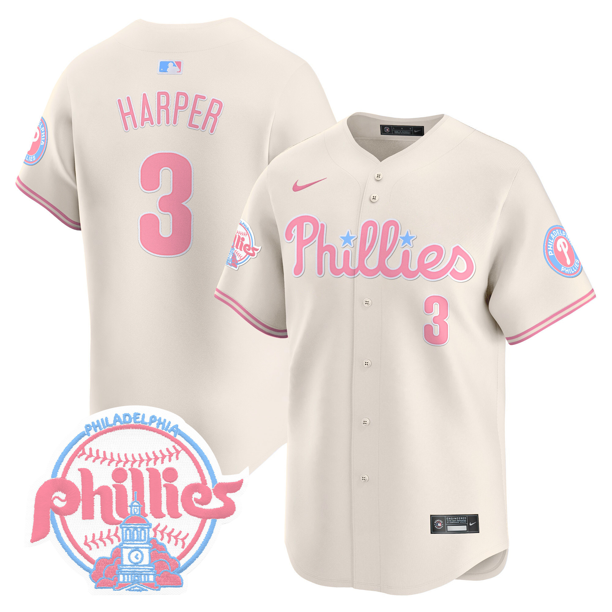 Unisex Phillies Bubblegum Pink Vapor Premier Limited Jersey V2 – All Stitched