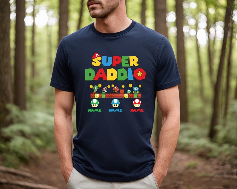 Custom Super Daddio Shirt, Personalized Kids Name Dad Shirt, Daddy Shirt, Father’s Day Shirt, Gift for Dad, Super Dad Shirt ,Gamer Daddy Tee