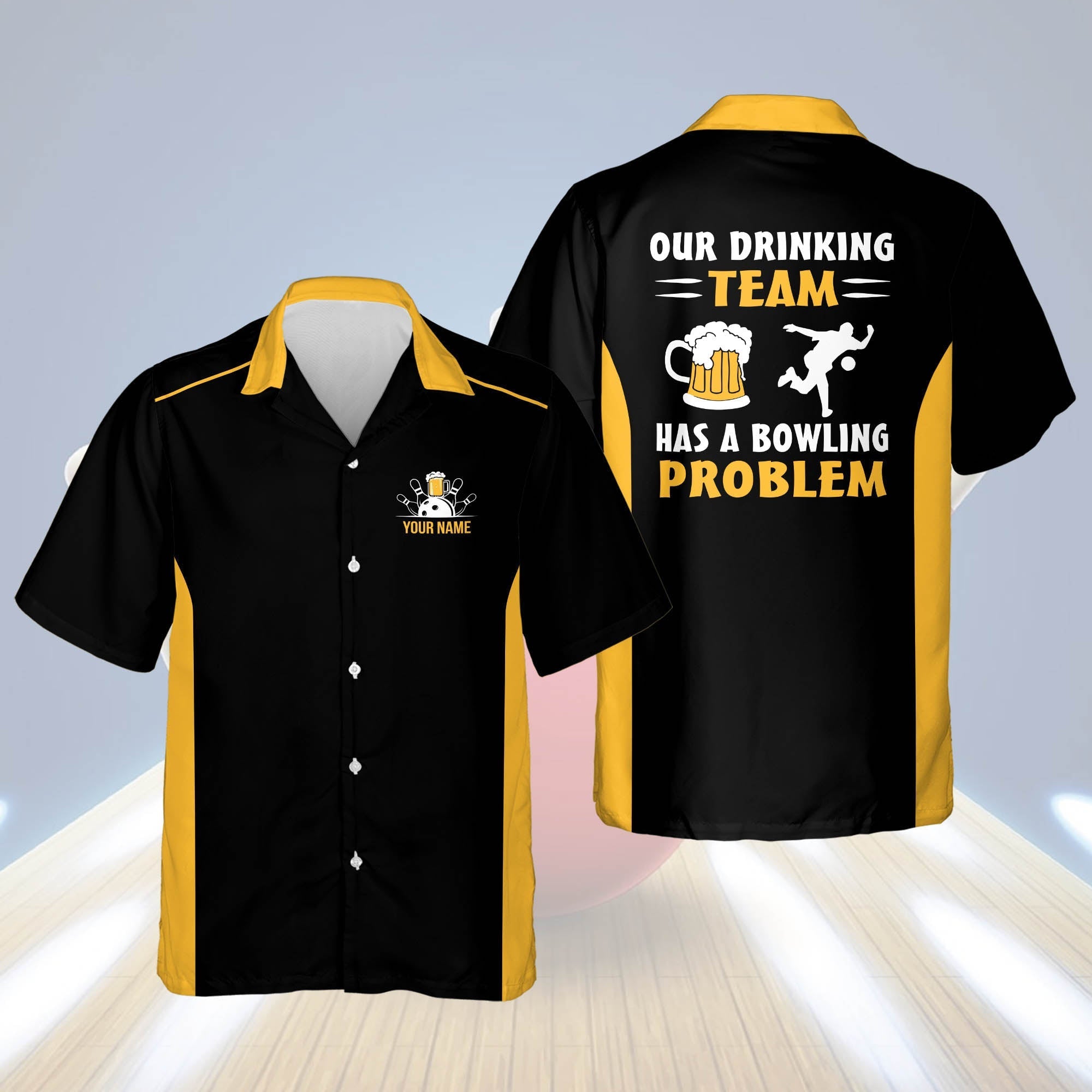 Our Drinking Team Has A Bowling Problem Bowling Hawaiian Shirt For Men And Women, Summer Gift For Bowling Team Shirt