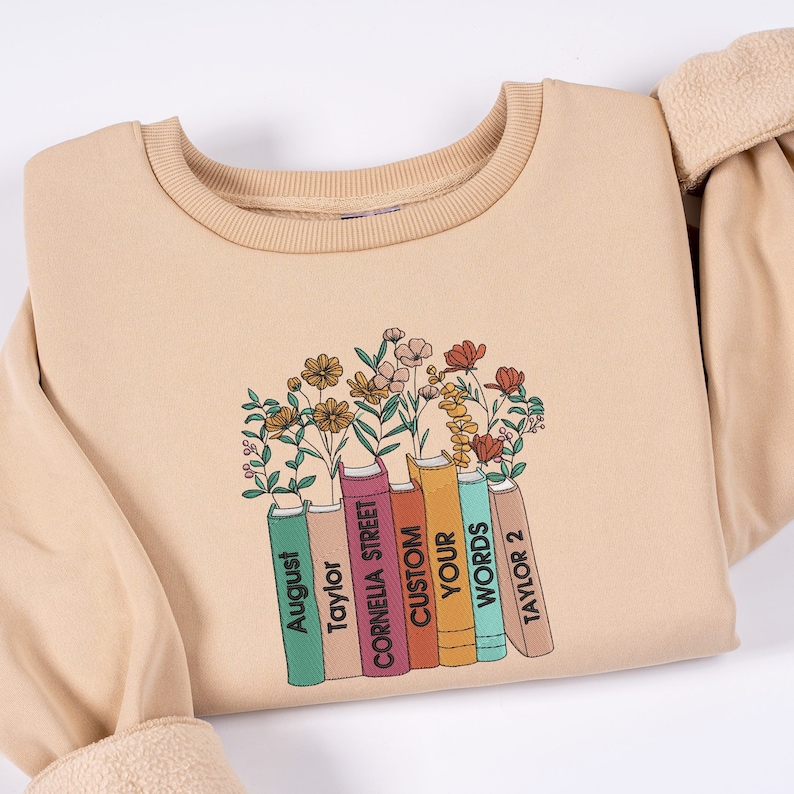 EMBROIDERED Albums As Books Sweatshirt CUSTOM Your Song Name, Trendy Aesthetic For Book Lovers,Folk Music Tshirt Country Music Rock Music