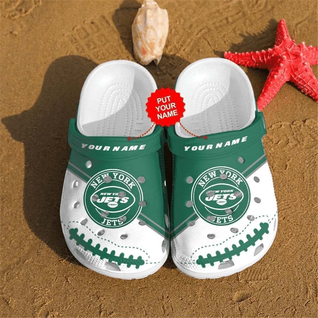 New York Jets Custom Name Crocss Clog Comfortable Water Shoes Gift For Fans Ver281