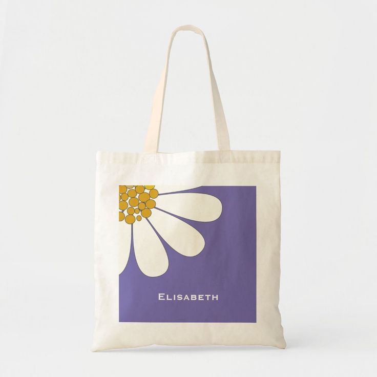 Daisy-white floral desing personalize name Tote Bag, Best Tote Bags Ideas, Cute Tote Bags Ideas, Tote Bag Design Ideas, Girls Tote Bag, Best Canvas Tote Bags Ideas