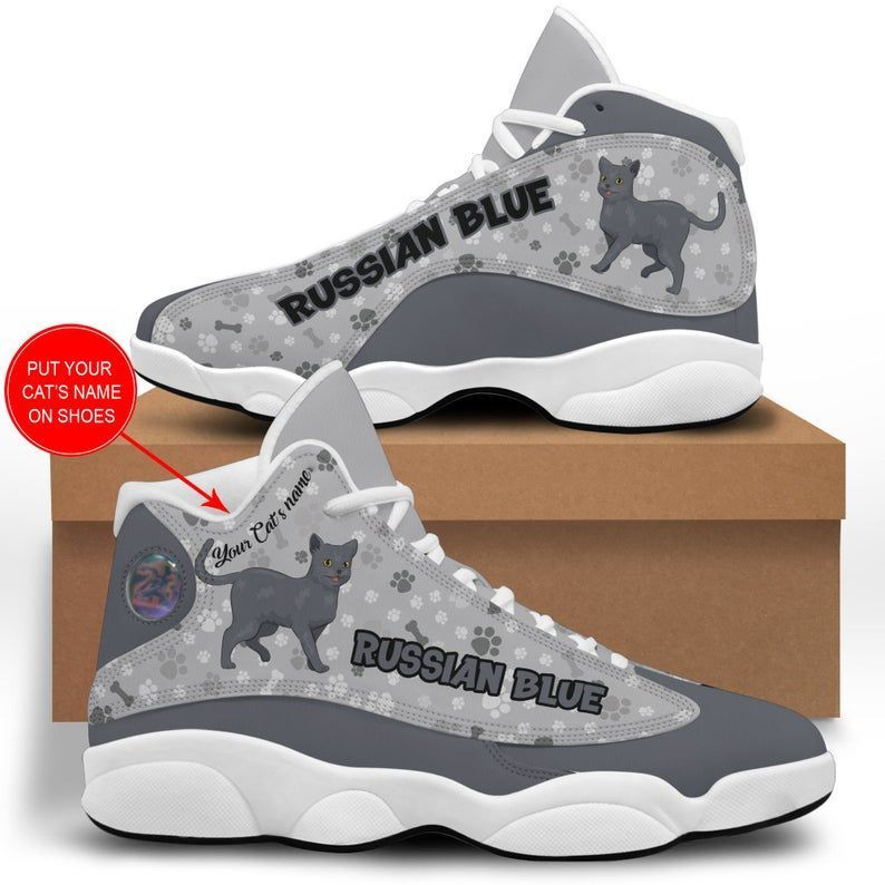 Russian Blue Cat Shoes, Air Jd 13 Sneakers For Men And Women, Personalized Shoes, Custom Name Shoes, Printed Shoes New Fashion