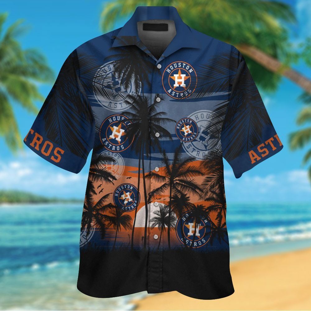 Houston Astros Short Sleeve Button Up Tropical Shirt Hawaiian Shirt