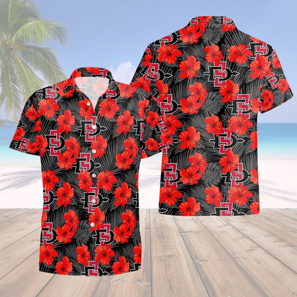 San Diego State Aztecs Men’S Basketball Hibicus Flowers Gift For Fans 3D Hawaiian Shirt