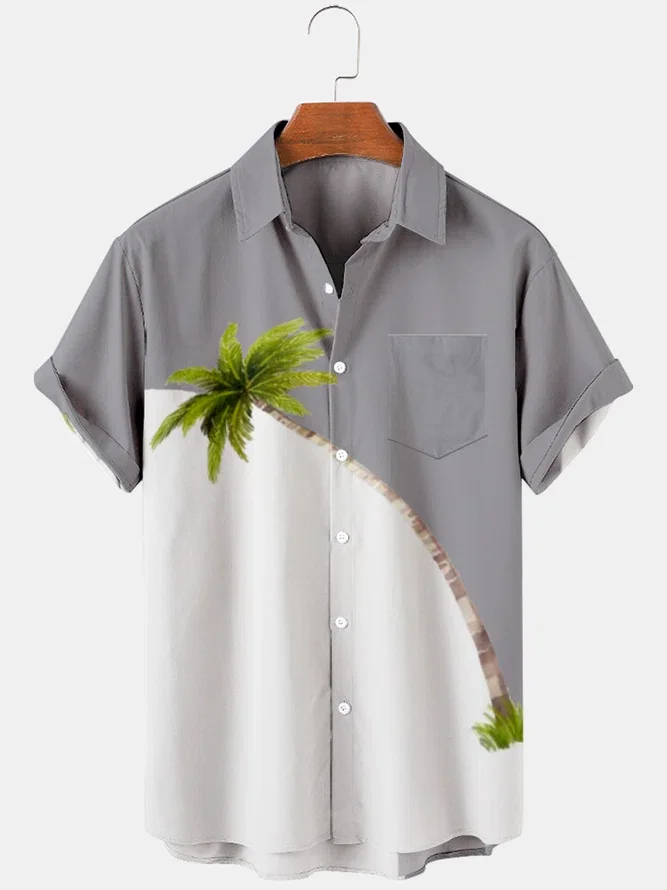 Short Sleeve Coconut Tree Hawaiian Shirts For Men And Women