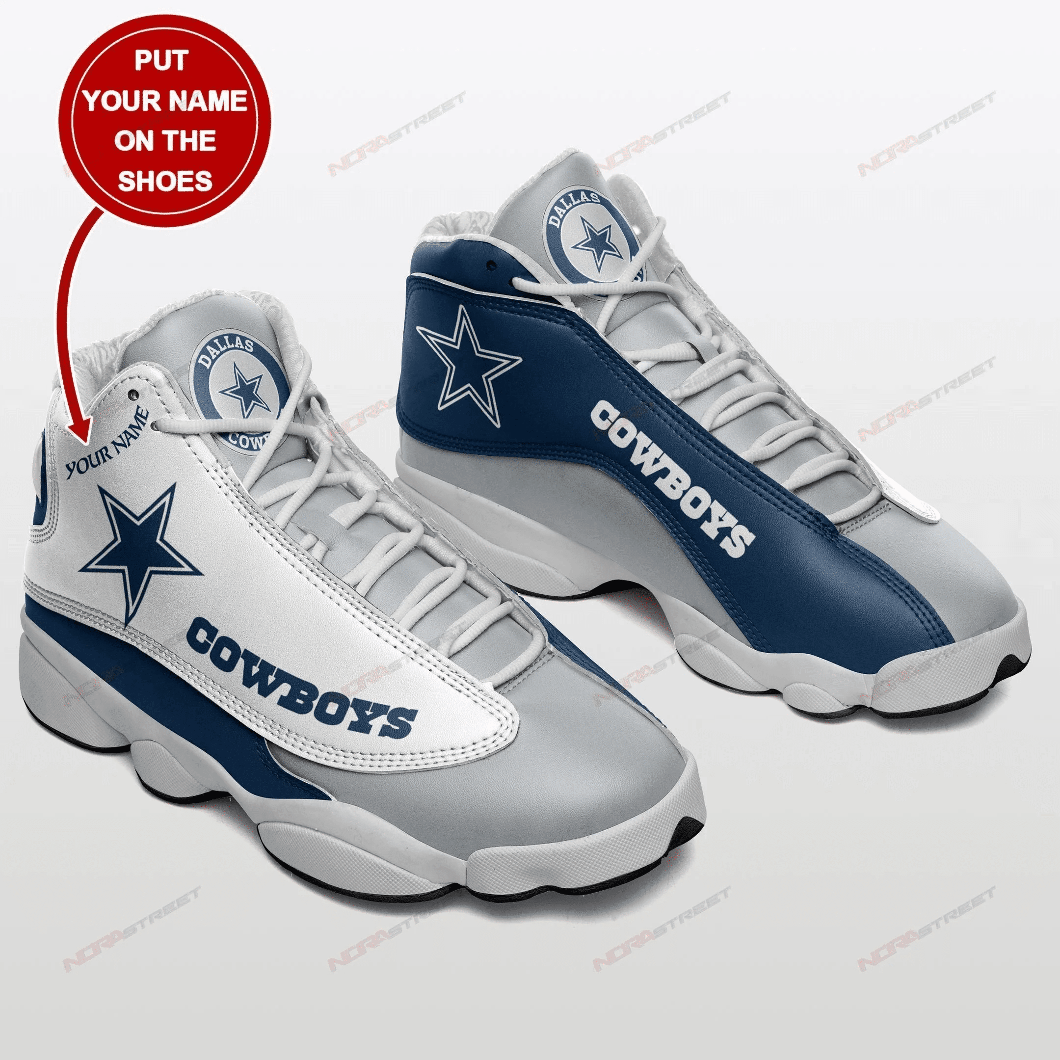 Personalized Dallas Cowboys Air Jordan 13 Shoes Custom Name JD13 V1834