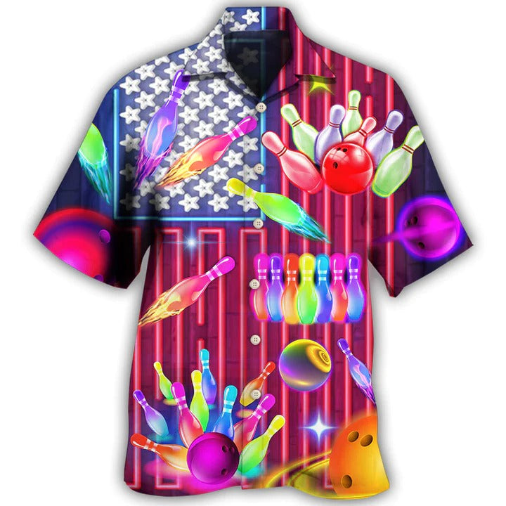 Colorful Bowling Hawaiian Shirt Short Sleeve