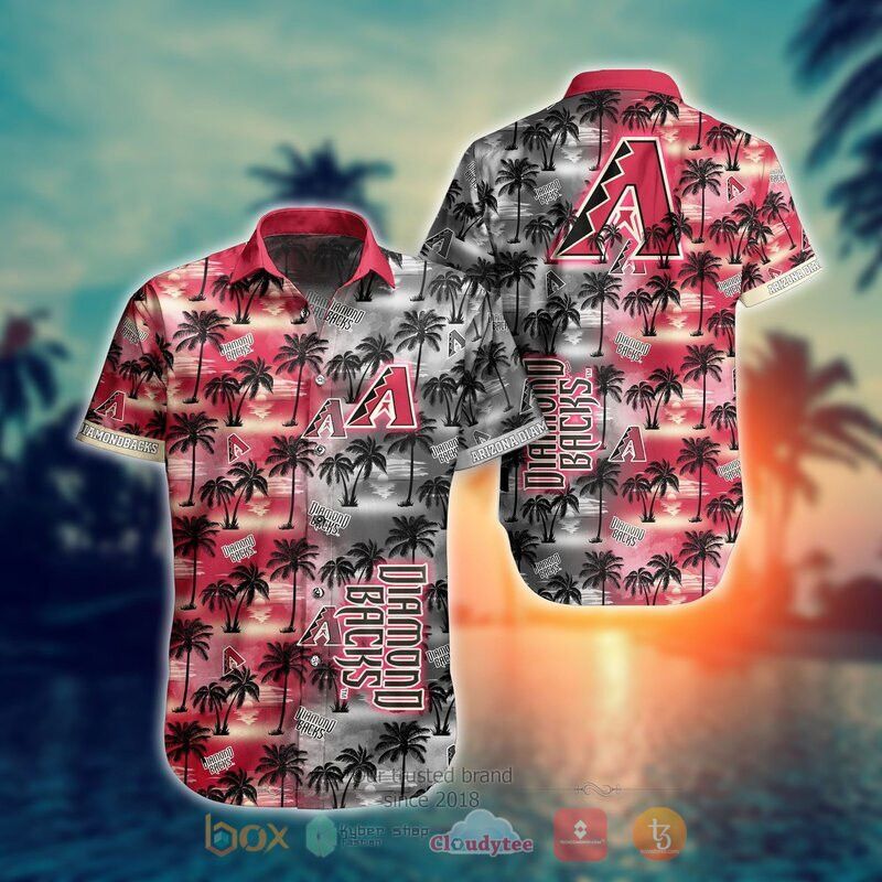 Mlb Arizona Diamondbacks Red Gray Coconut Trees Hawaiian Shirt